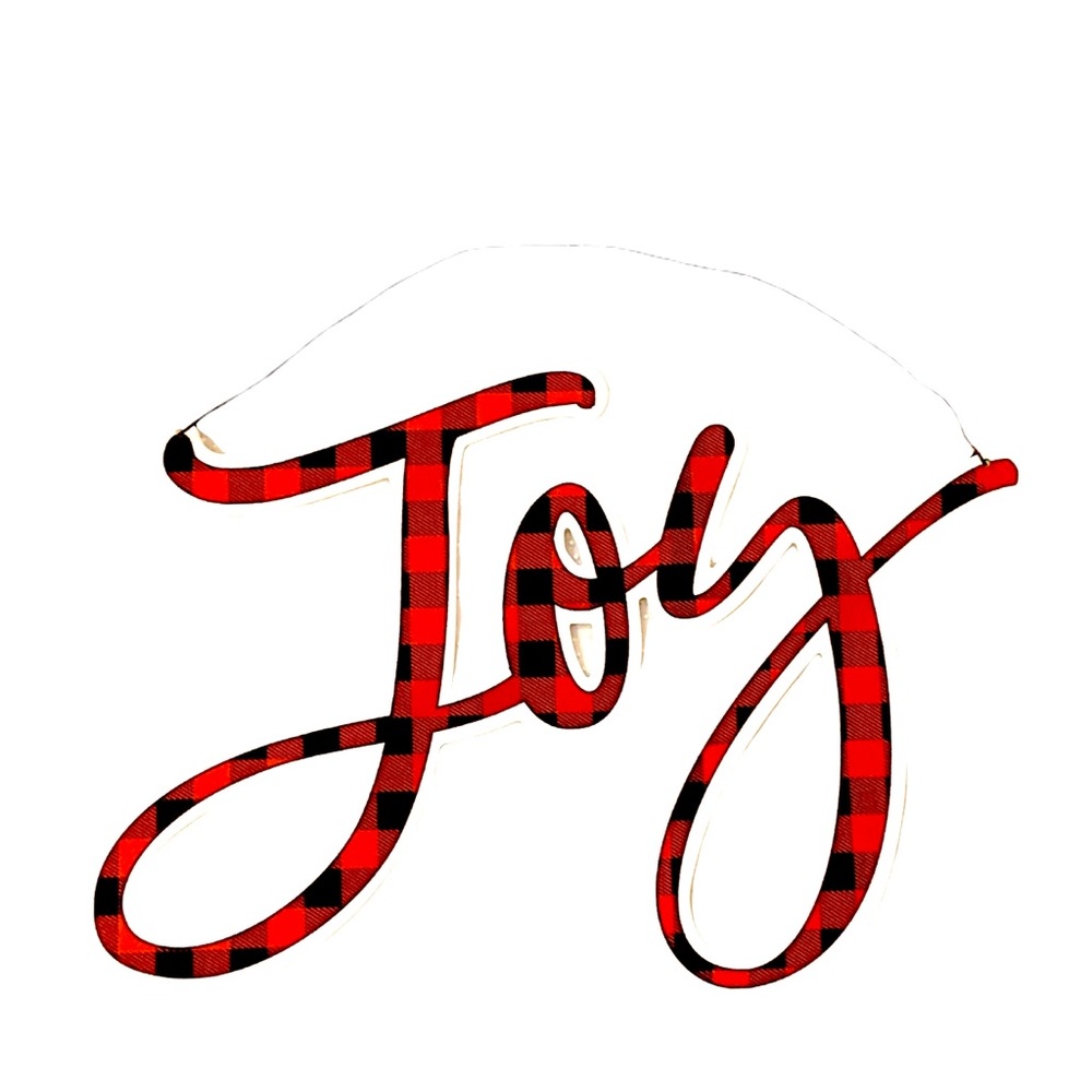 Red & Black Buffalo Check Metal Joy Home Wall Sign